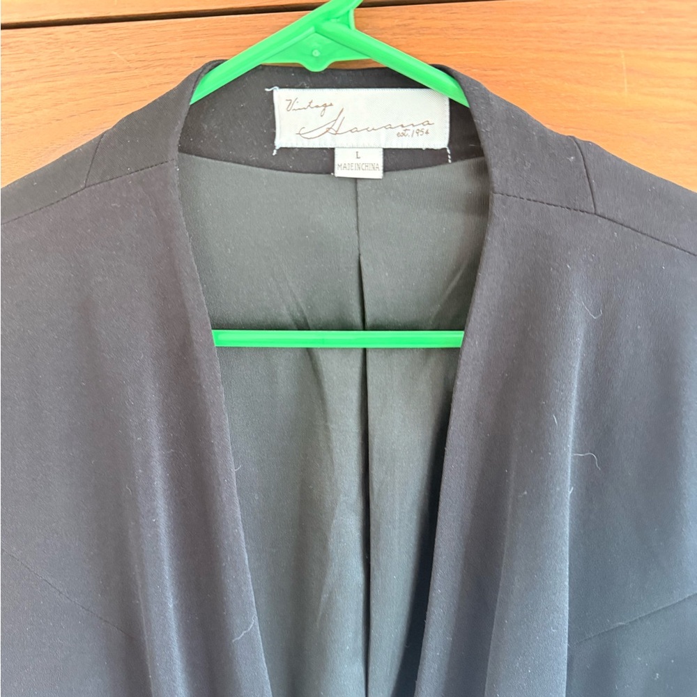 Vintage Havana black open from no collar blazer/jacket Size L - Picture 3 of 8